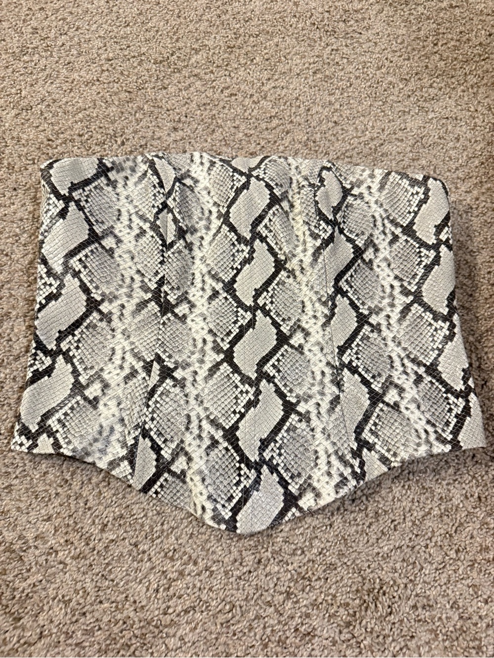 Snake-Print Strapless Corset Top in Black & White